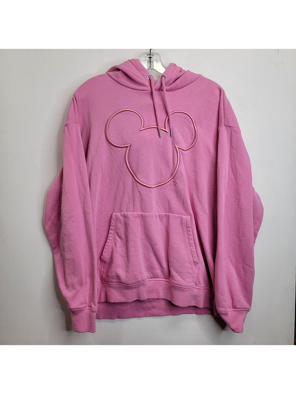 Disney H&M Mickey Hoodie Pullover Pink Oversized Sweatshirt Women's Size L